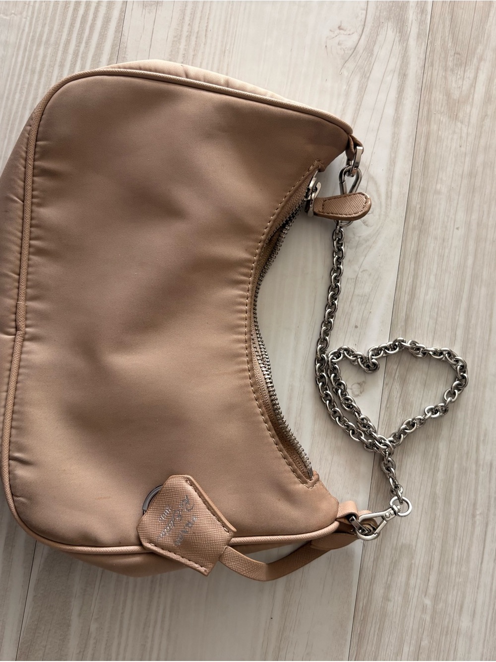 Prada Blush Nylon Shoulder Bag with Silver Chain - Picture 2 of 2